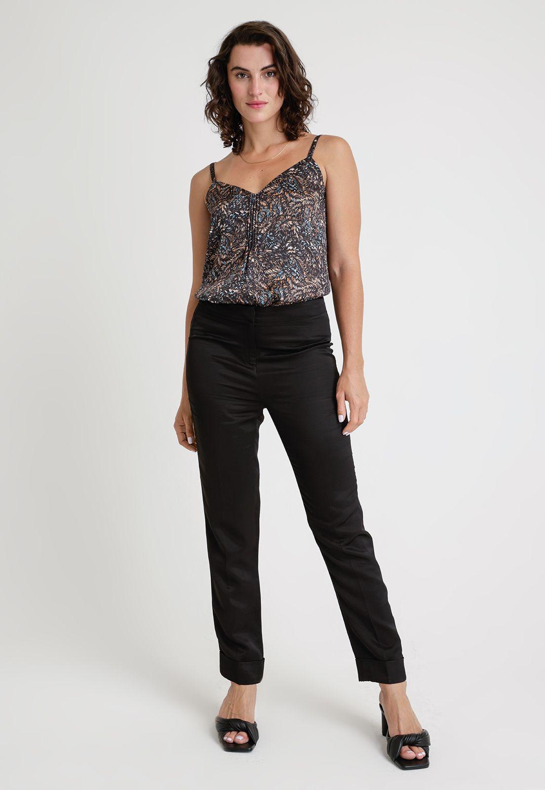Pantalón De Mujer Ceitán En Mezcla De Lino Color Negro-3