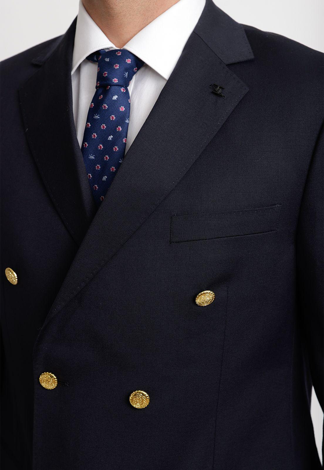 Chaqueta Hombre Formal Cruzada 100% Lana Classic Azul Marino-2