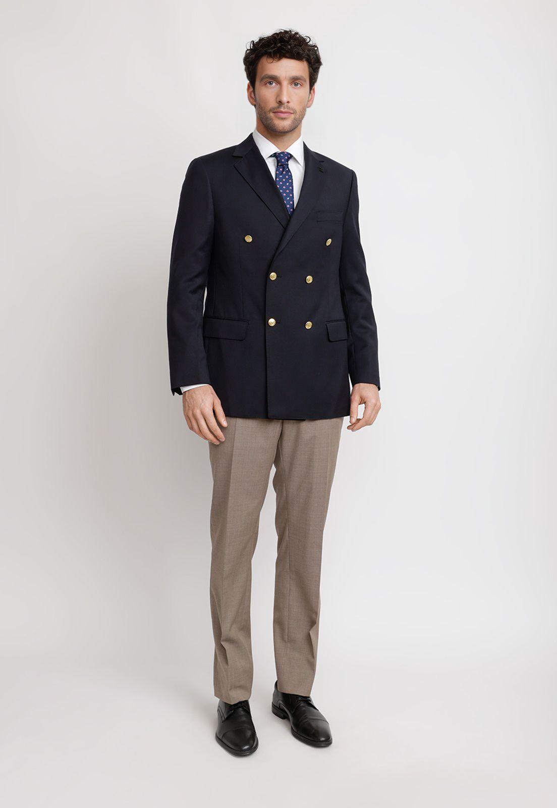 Chaqueta Hombre Formal Cruzada 100% Lana Classic Azul Marino-3