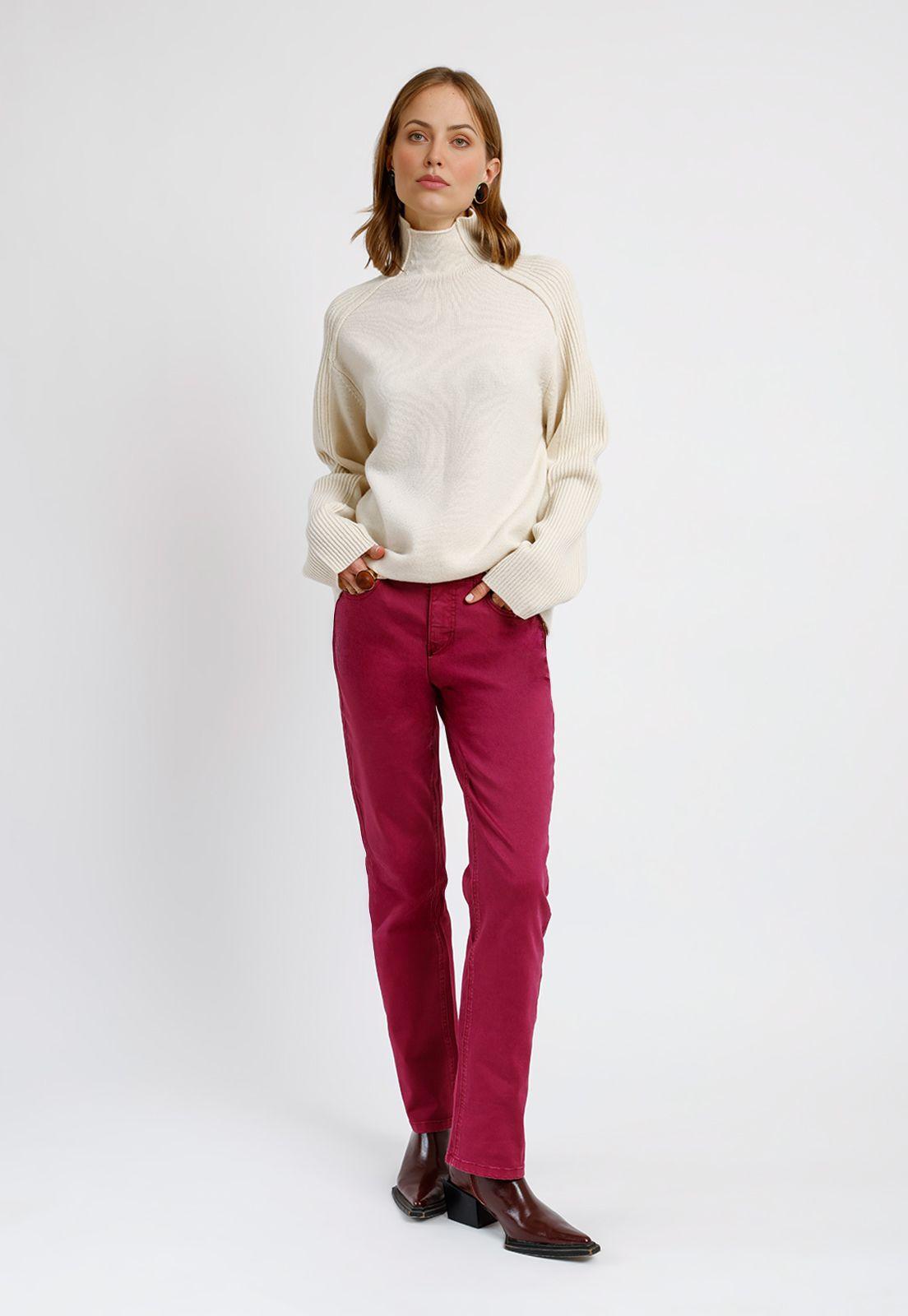 Pantalón Recto Burdeo Ely26 Mujer-2