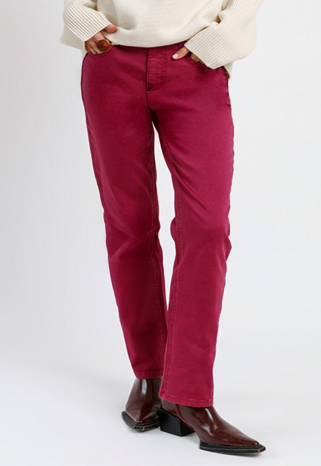 Pantalón Recto Burdeo Ely26 Mujer-0