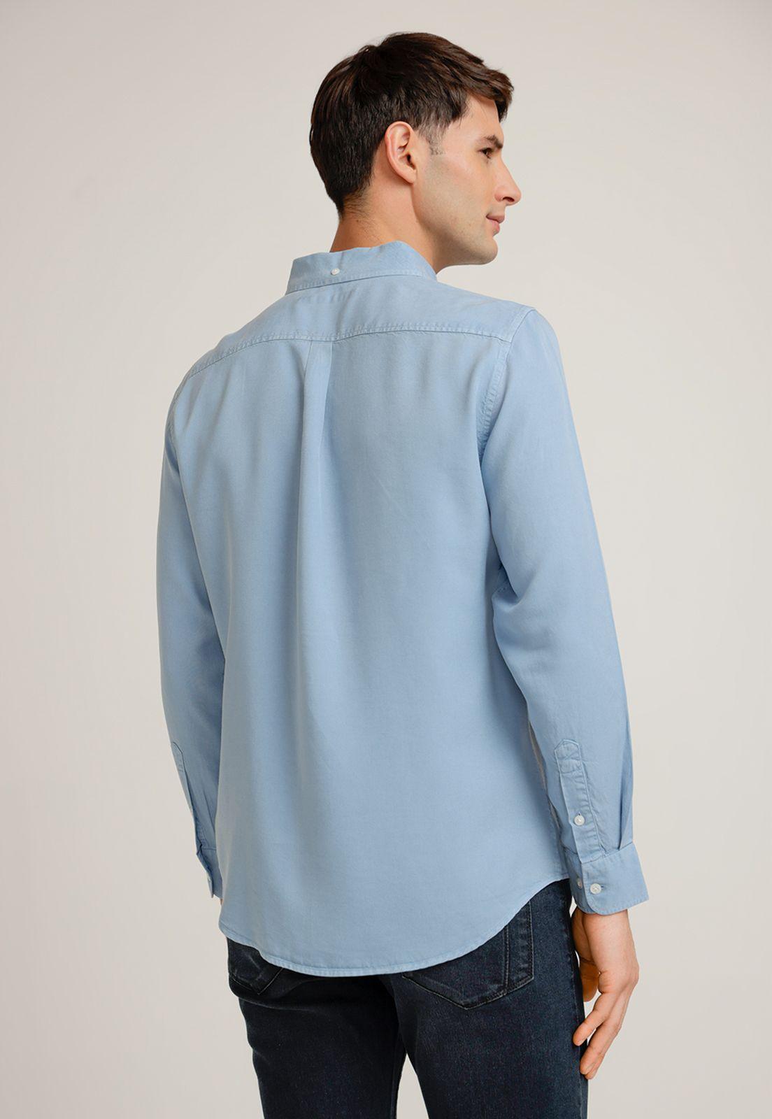 Camisa Hombre Manga Larga Lyocell Celeste-1