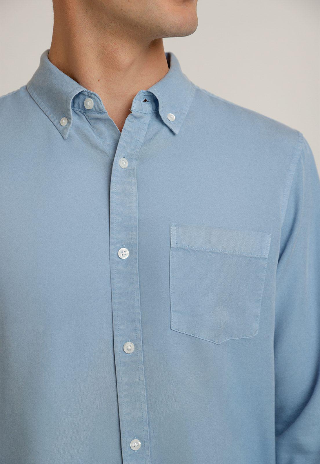 Camisa Hombre Manga Larga Lyocell Celeste-2