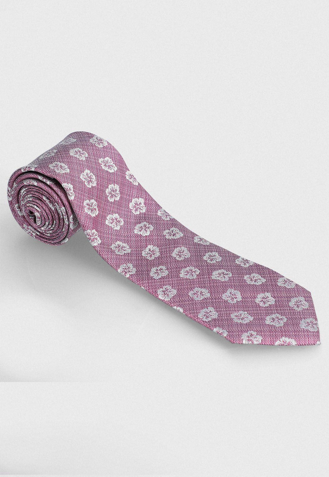 Corbata formal de seda Travel flores 7.5 cm rosado-0