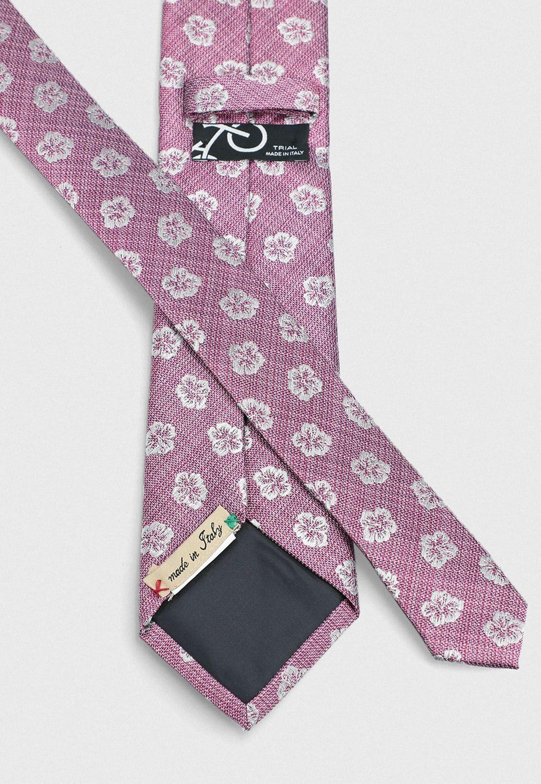 Corbata formal de seda Travel flores 7.5 cm rosado-2