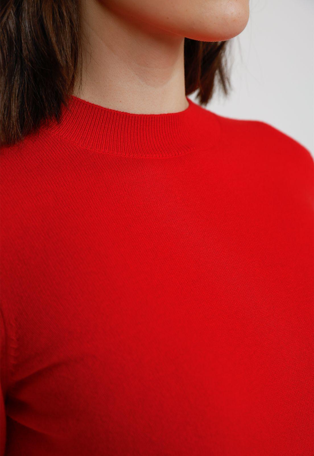 Sweater Mujer Algodón Rojo-2