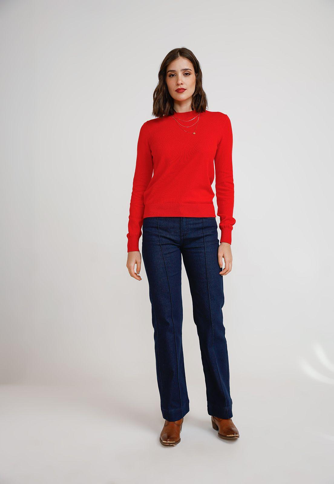 Sweater Mujer Algodón Rojo-3