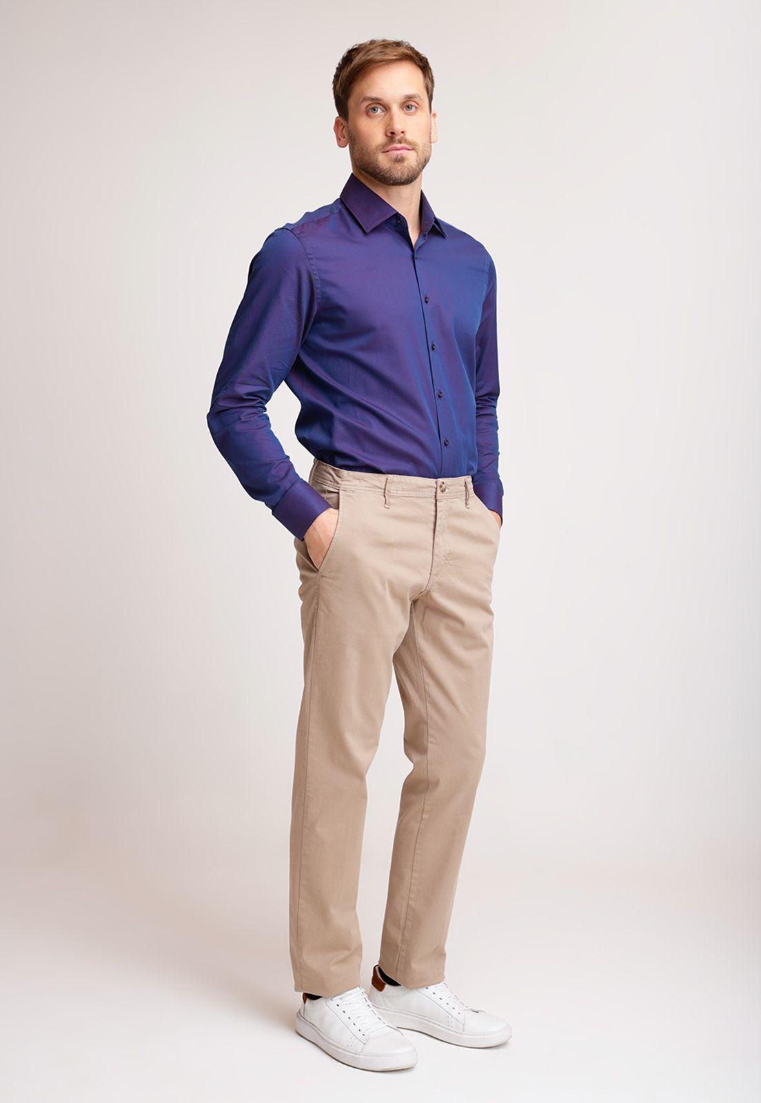 Pantalón Hombre Algodón Liso Slim Tevere Beige-3