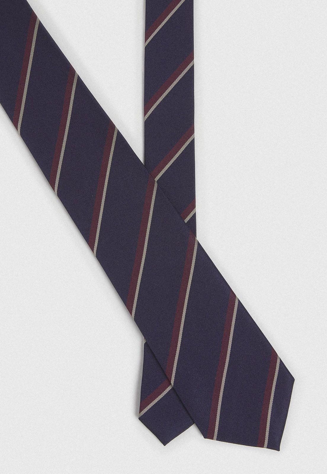 Corbata Formal Hombre Seda Diseño Travel Azul Marino-0