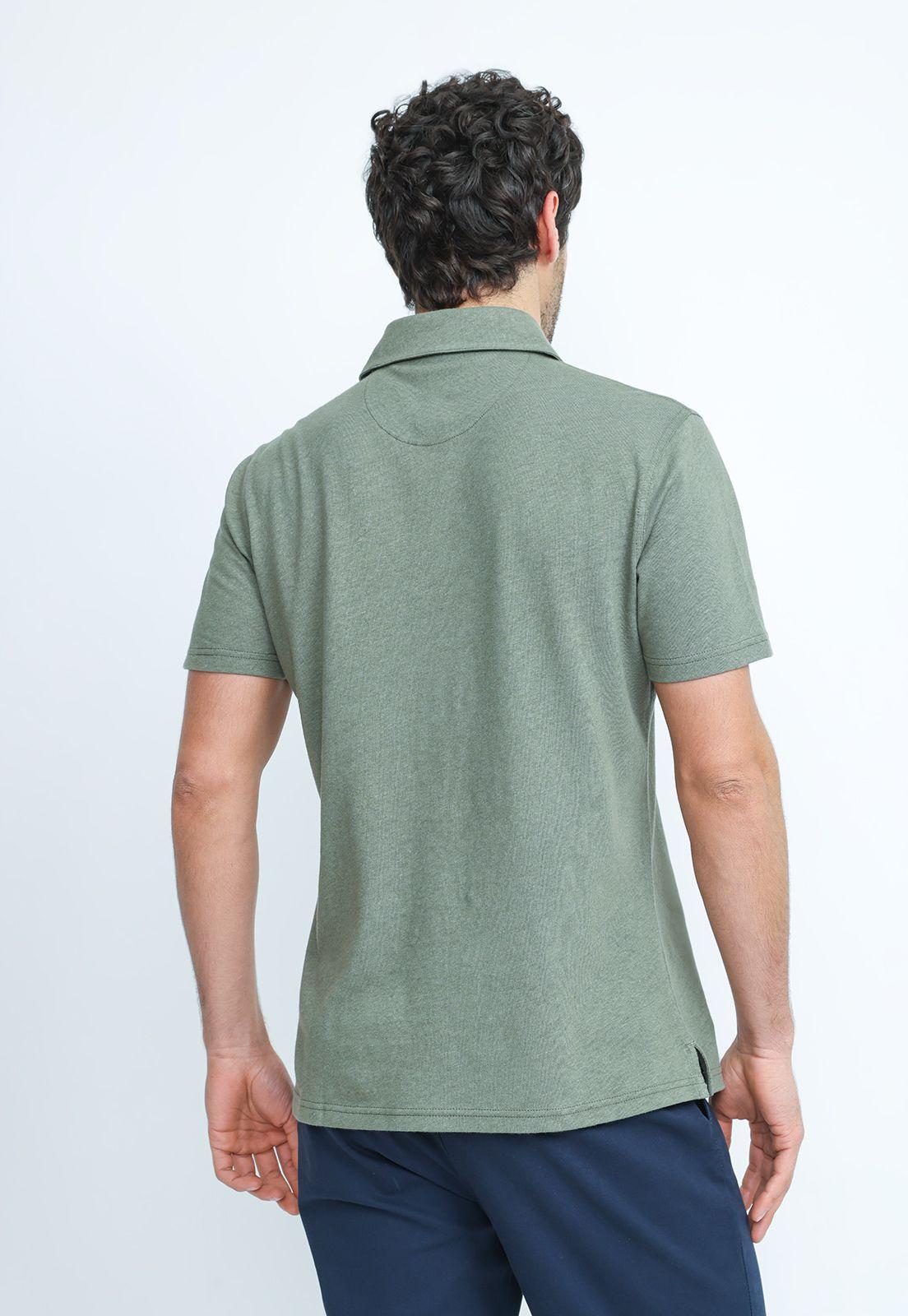 Polera Polo Lino Algodón Morrís Verde-1