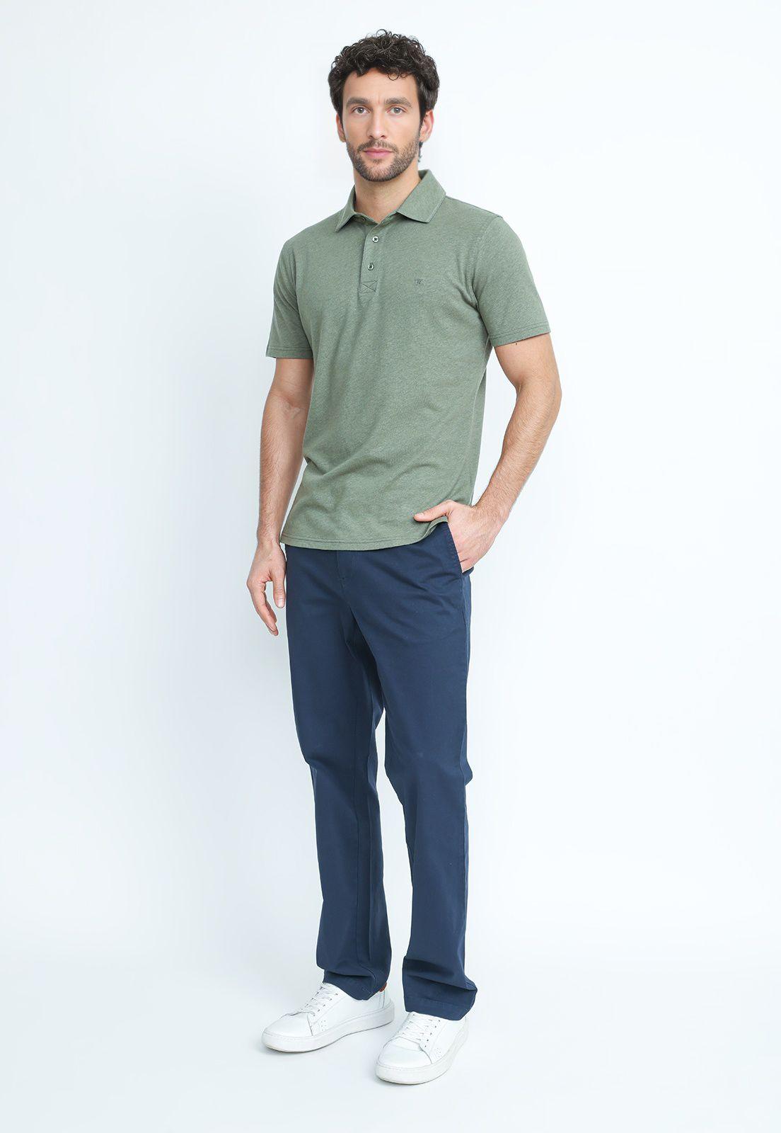 Polera Polo Lino Algodón Morrís Verde-3