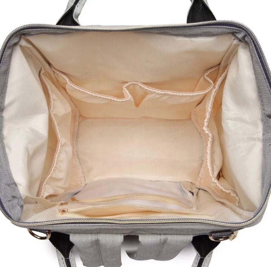 Mochila bebé pañalera original Lequeen clásica diseño morado con gris-2