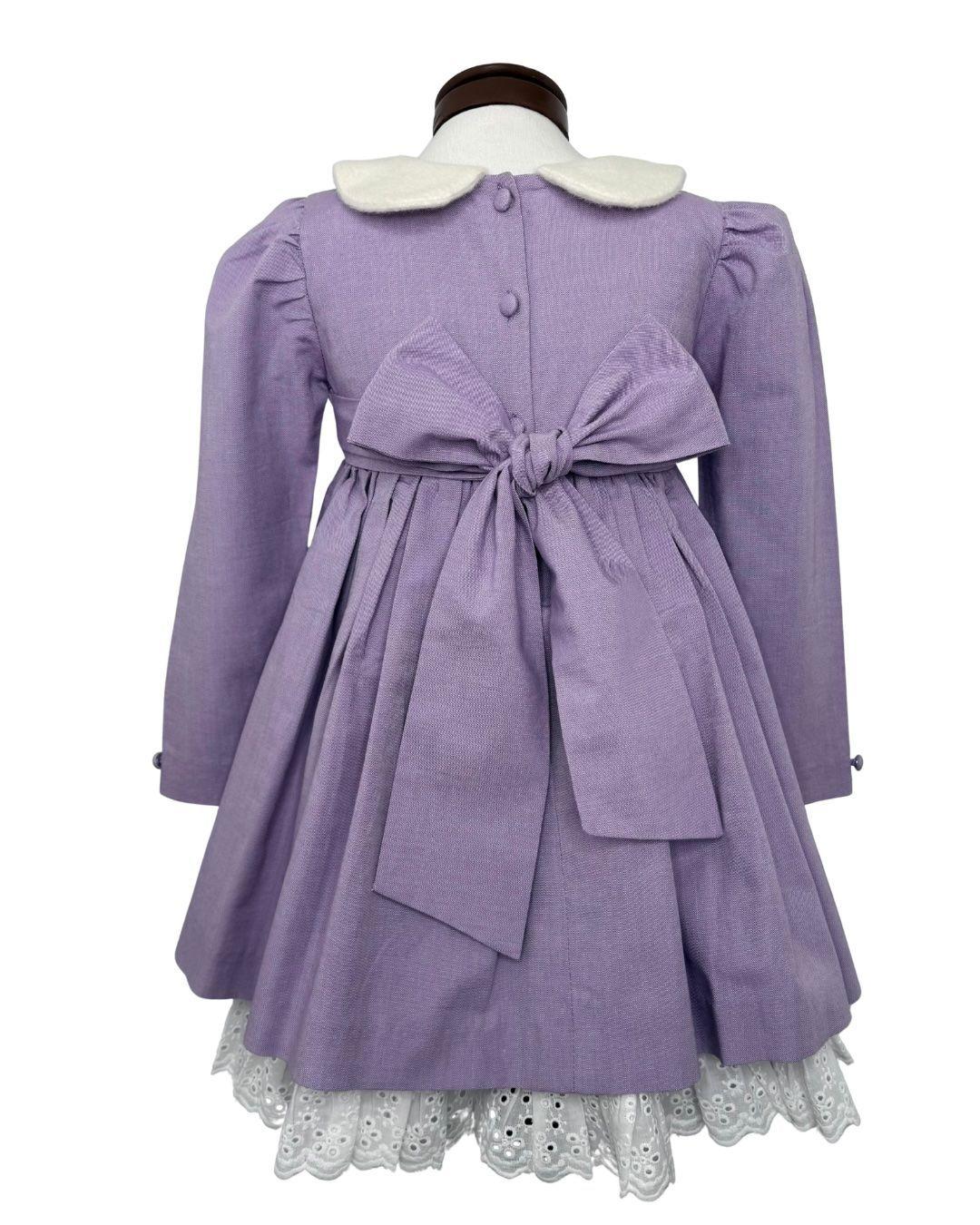 Vestido Niña Lila Cuello Peter Pan Algodón Pima y Baby Alpaca Riso di Luna-2