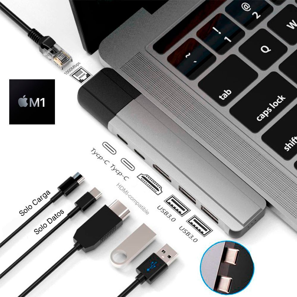 Adaptador 6 En 1 Tipo-c Macbook Pro/air M1-1