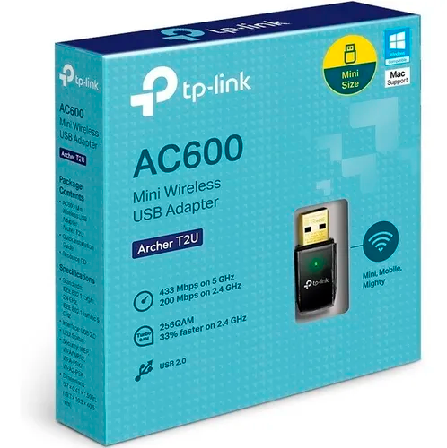 Adaptador Usb Inalambrico Wifi Tplink T2u Dualband 5g Ac600-2