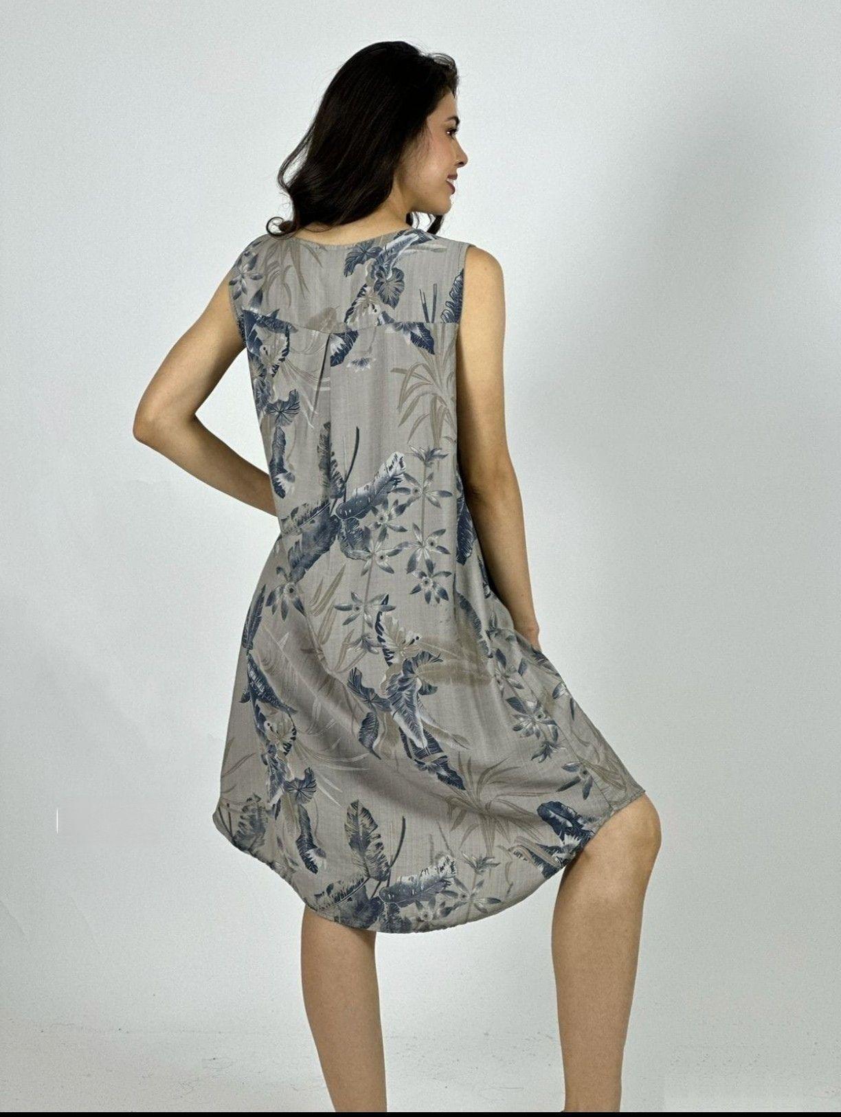VESTIDO CASUAL DE LINO ESTAMPADO FLORAL TALLA UNICA-1