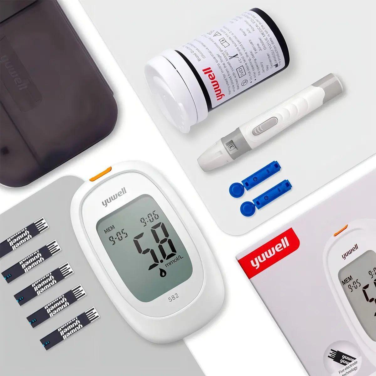 Glucometro Inteligente Yuwell 582 Medidor Glucosa Glicemia con Voz y Bluetooth 50 Cintas 50 Lancetas-4