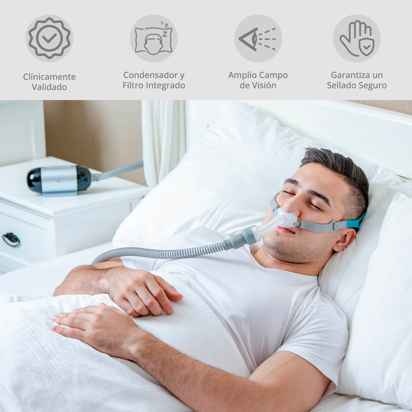Máscara Cpap Nasal Humidificadora Pillows P2H BMC 3 Tallas-4