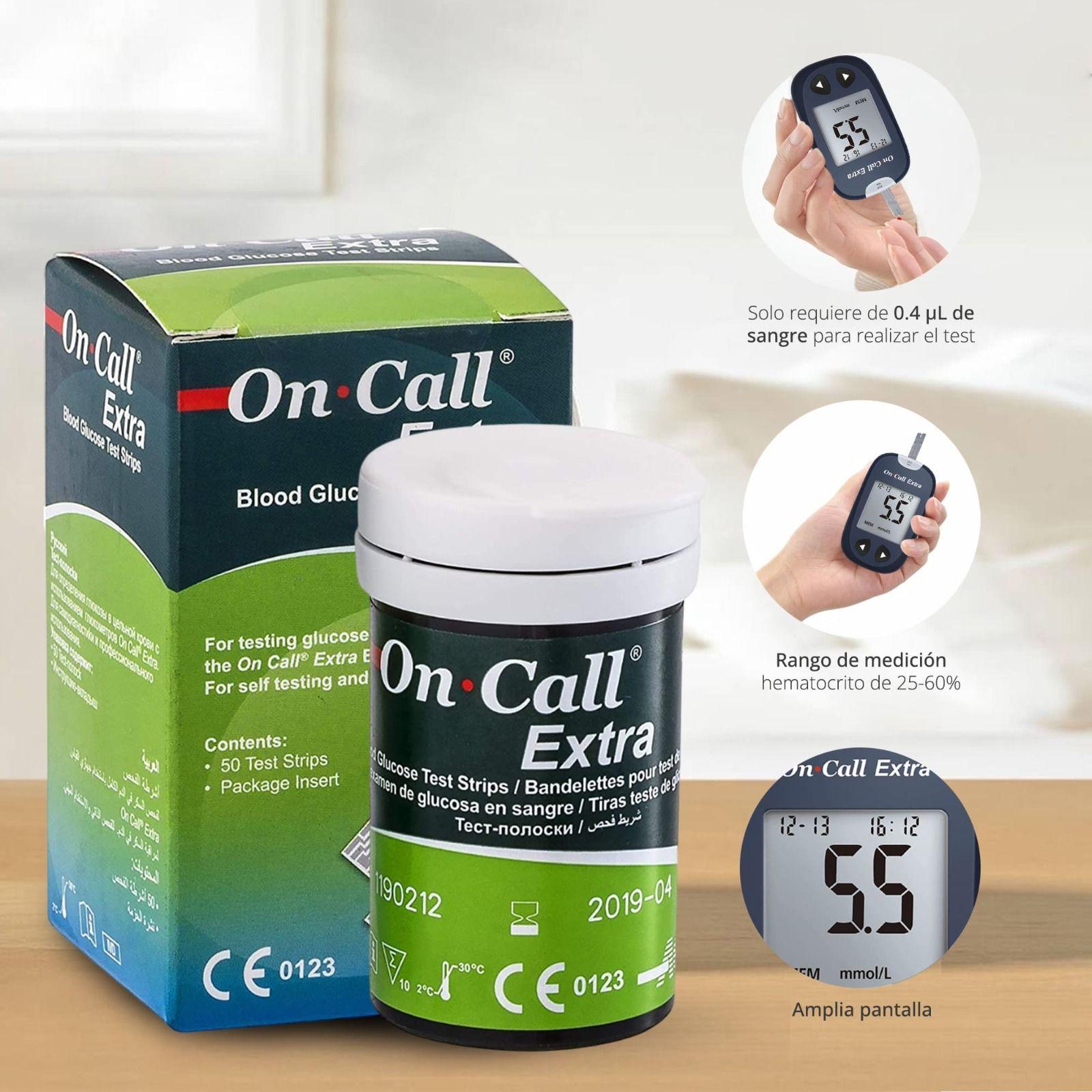 100 Cintas Tiras Reactivas para Glucómetro On Call Extra-2