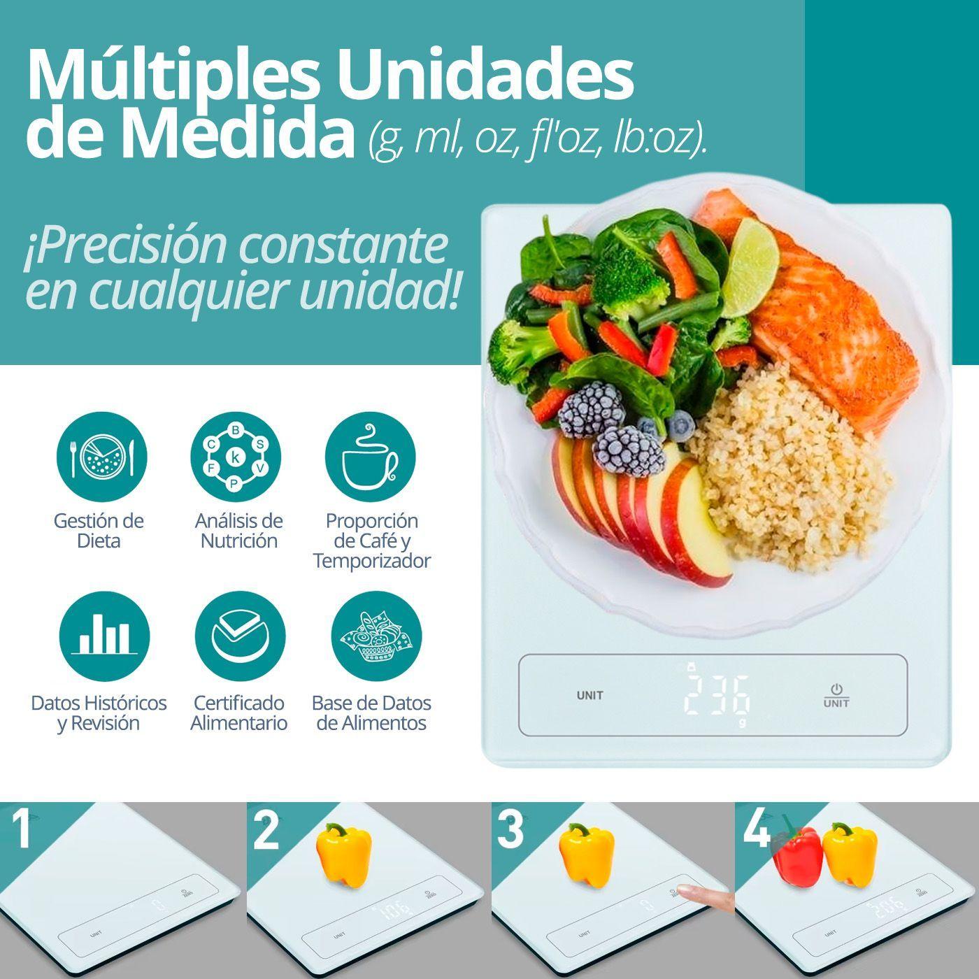 Balanza Bascula Cocina Digital Inteligente App Nutricional-6