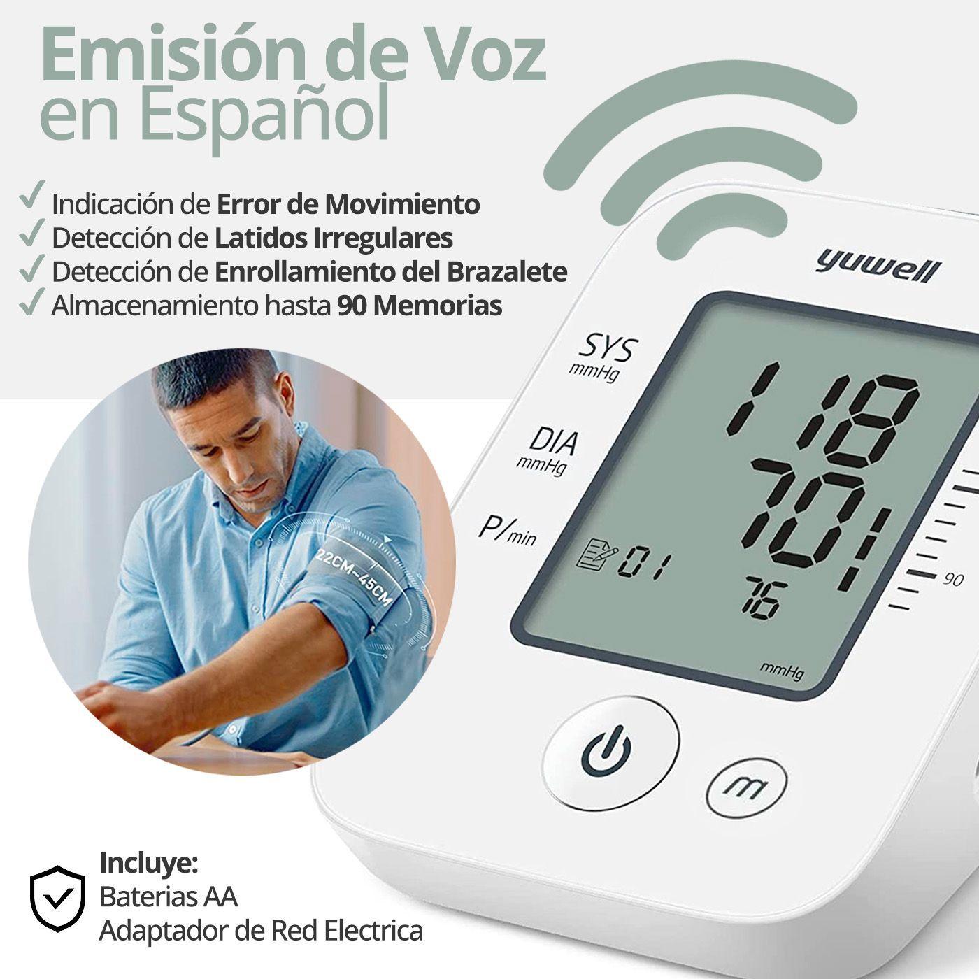 Toma Presión Digital de Brazo Yuwell YE660D con Voz + Bzte Adulto y Pediátrico-3