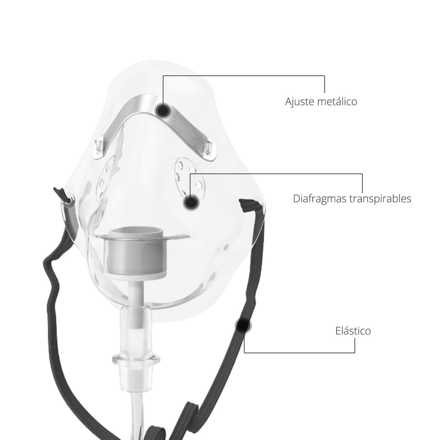 Mascarilla Oxigeno Adulto Alargada Con Tubo 2.1m -1