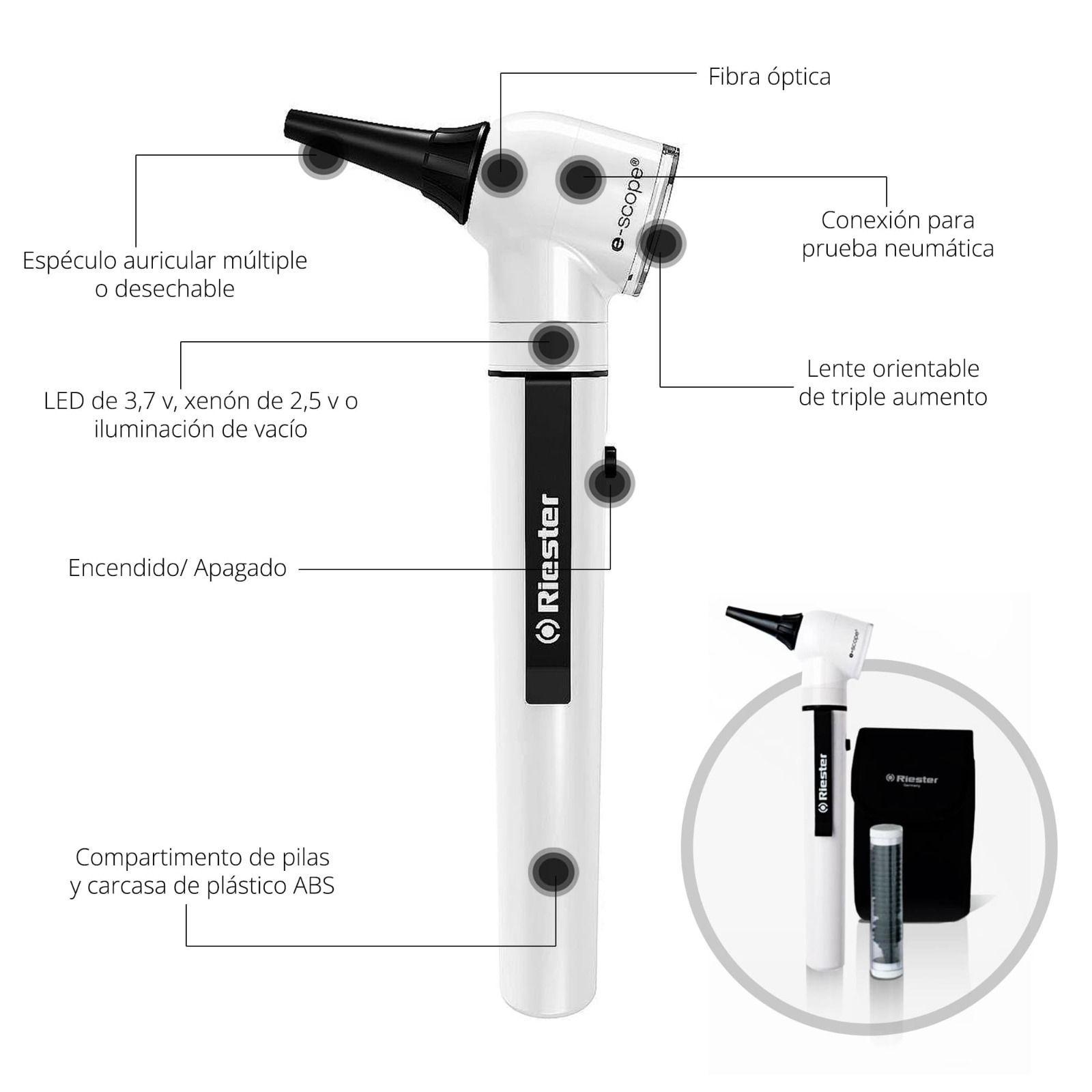 Otoscopio Riester E-Scope Blanco  Luz Directa-2