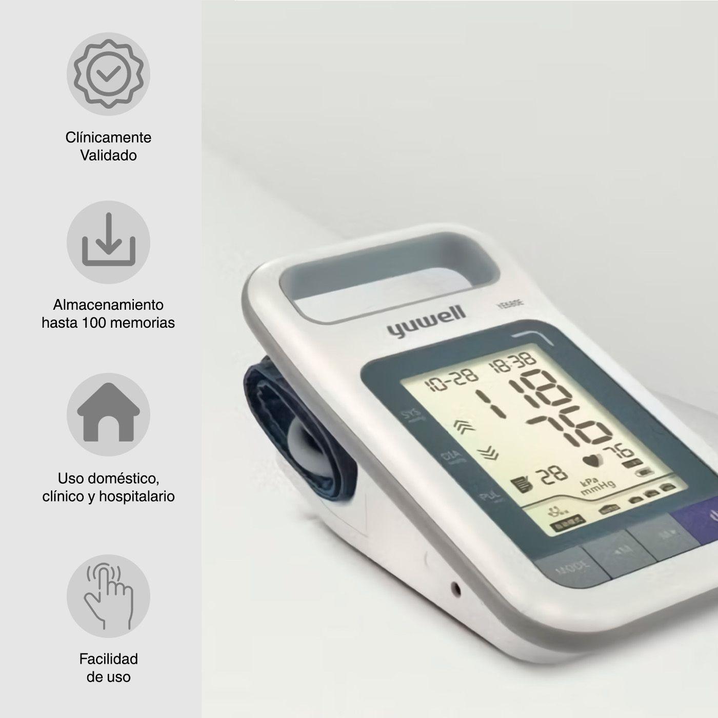 Toma Presión Digital de Brazo Yuwell YE680E Dual + Soporte Fijo de Pared-4