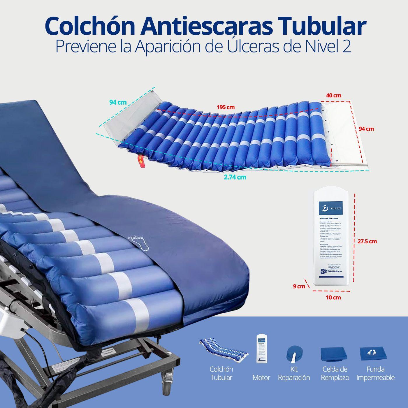 Colchón Antiescaras Motor Tubular + Cobertor Impermeable 160 kilos-3