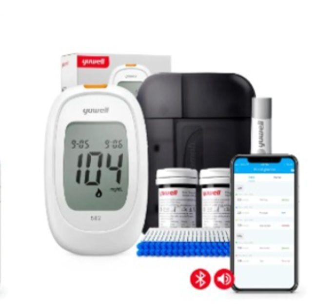 Gluc metro Inteligente Yuwell 582 Medidor Glucosa Glicemia Voz y Bluetooth 100 Cintas 100 Lancetas-7