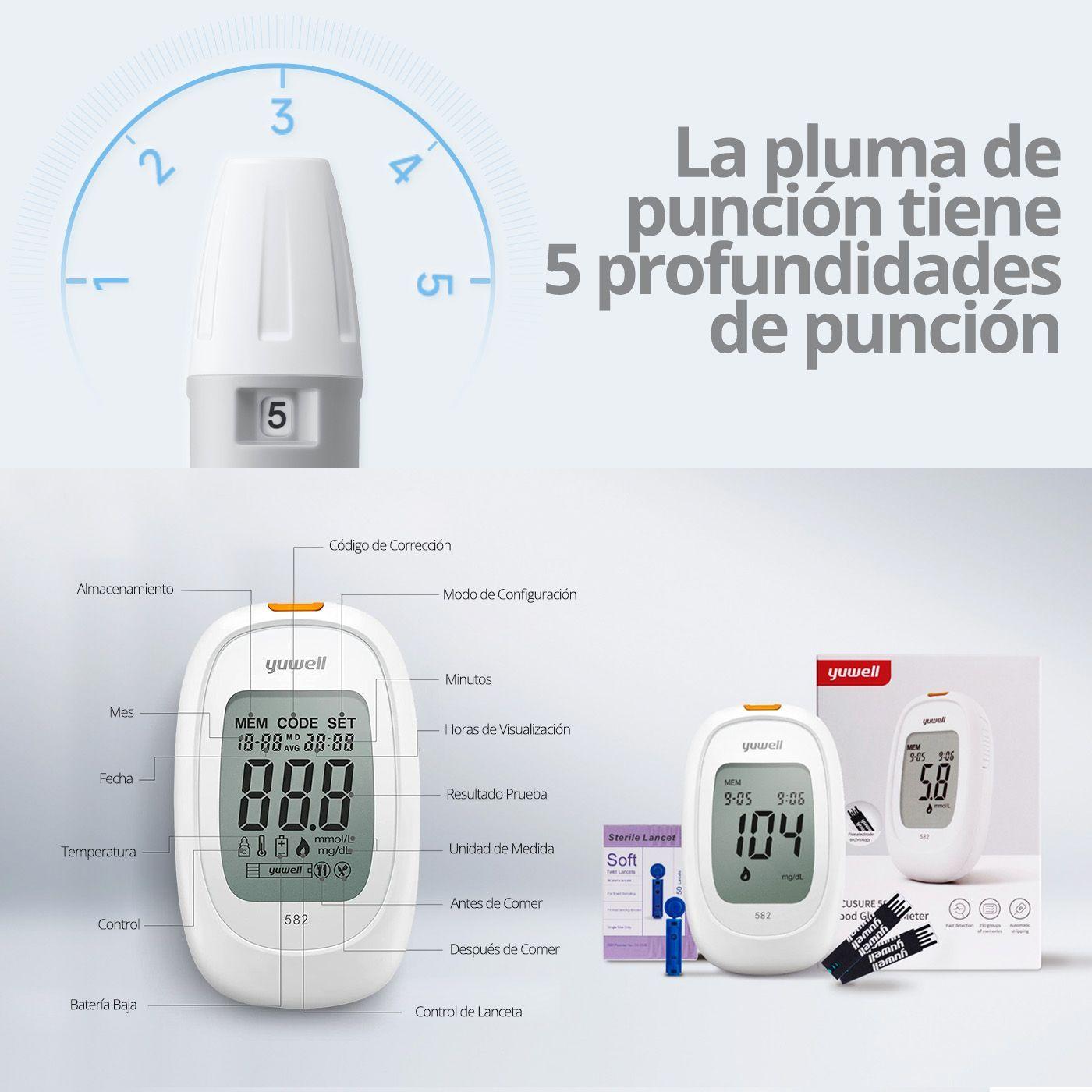 Toma Presión Digital de Muñeca Yuwell YE8800AR + Glucometro Yuwell 582-6