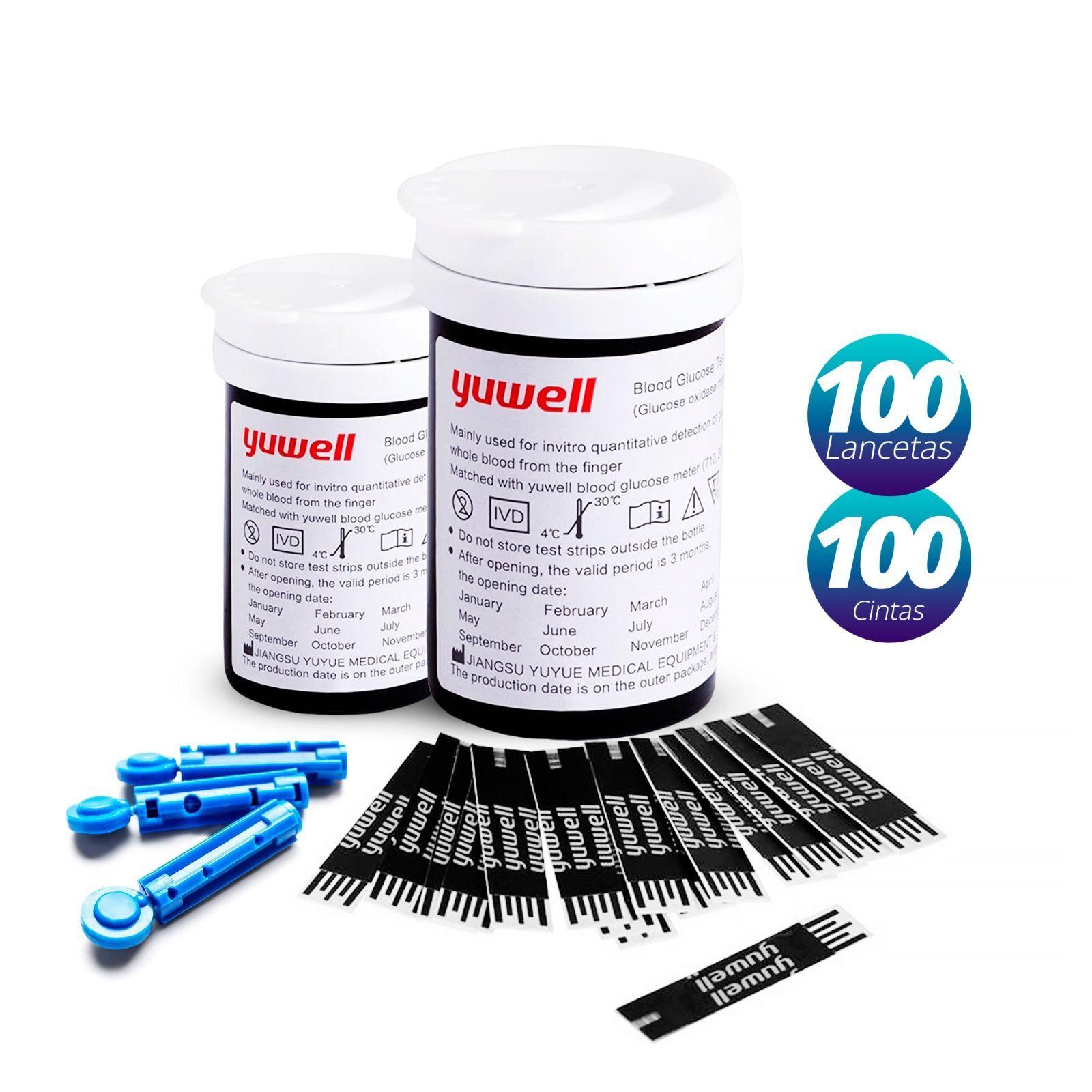 50 Cintas Tiras Reactivas 50 Lancetas Yuwell 582-0