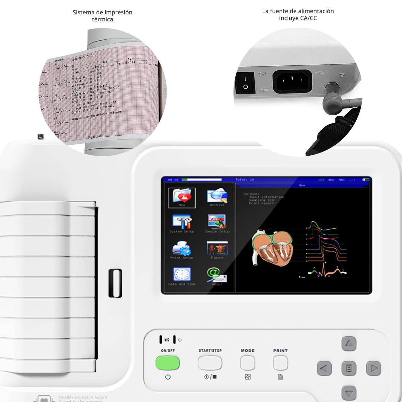 Electrocardiógrafo Táctil 6 Canales ECG 600g-3