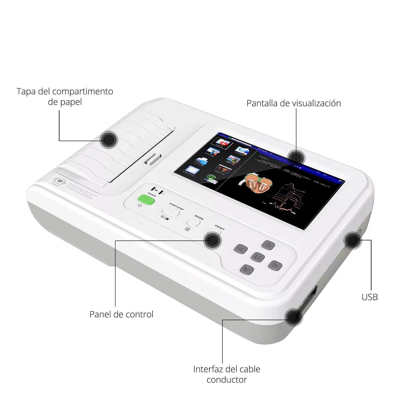 Electrocardiógrafo Táctil 6 Canales ECG 600g-4
