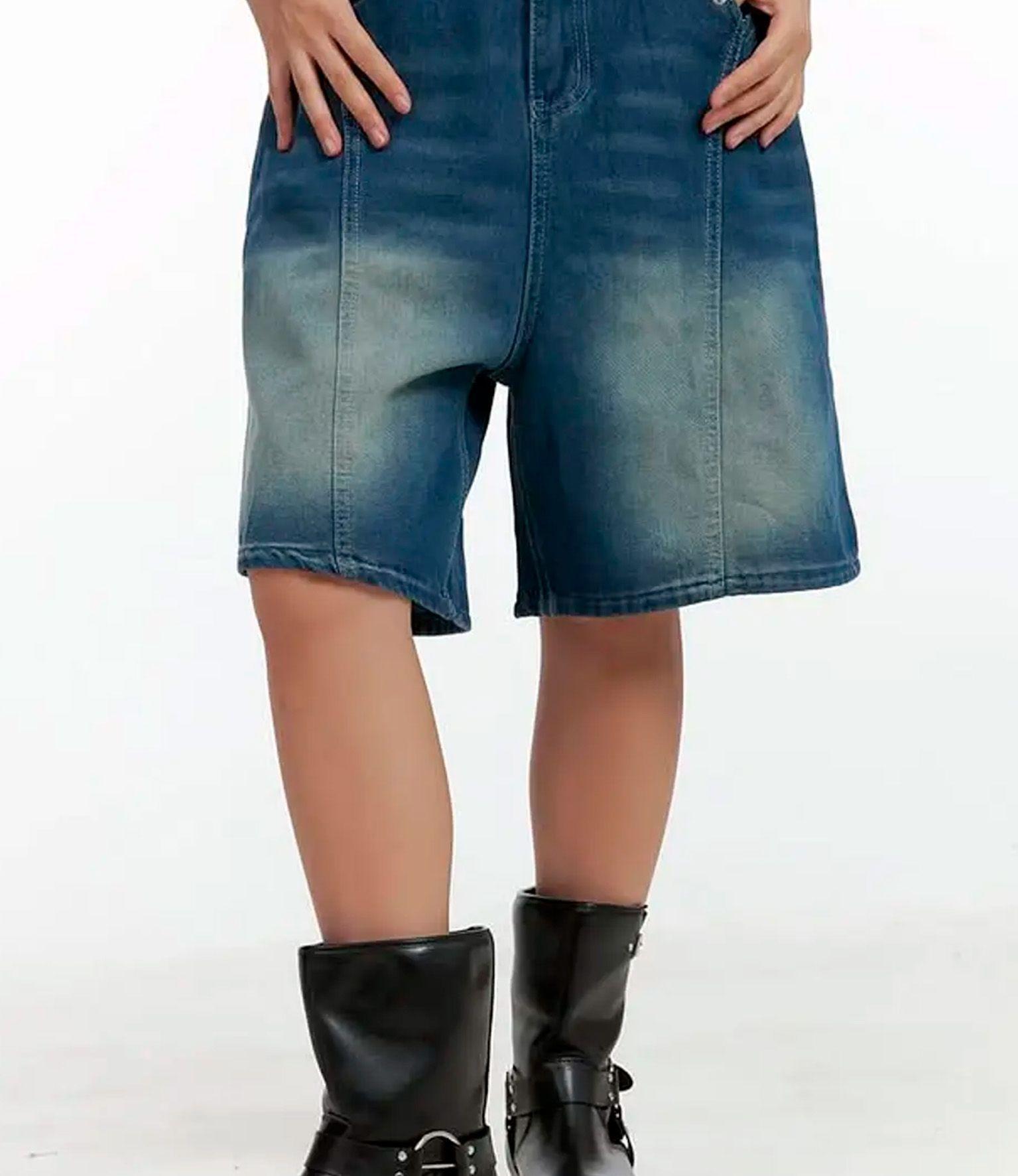 Pantalon Corto Mujer Holgado Denim Estilo Urbano y Comodidad-3