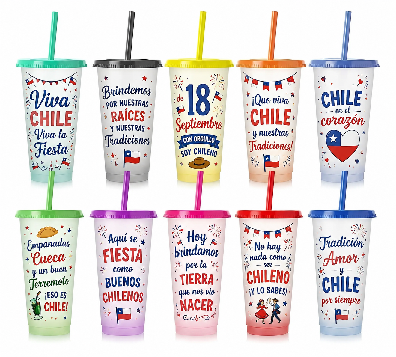 Set De 10 Vasos Magicos 18 De Septiembre Fiestas Patrias-0