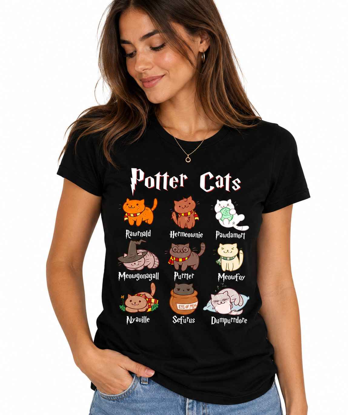 Polera Potter Cats La Magia De Harry Potter En Gatitos-0
