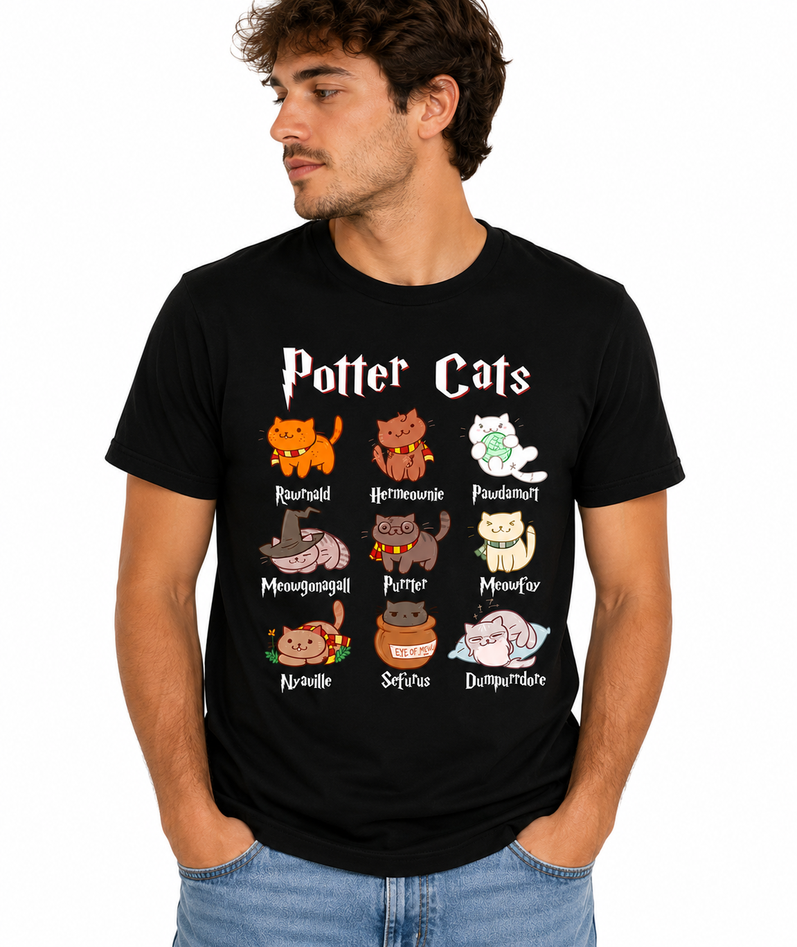 Polera Potter Cats La Magia De Harry Potter En Gatitos-2