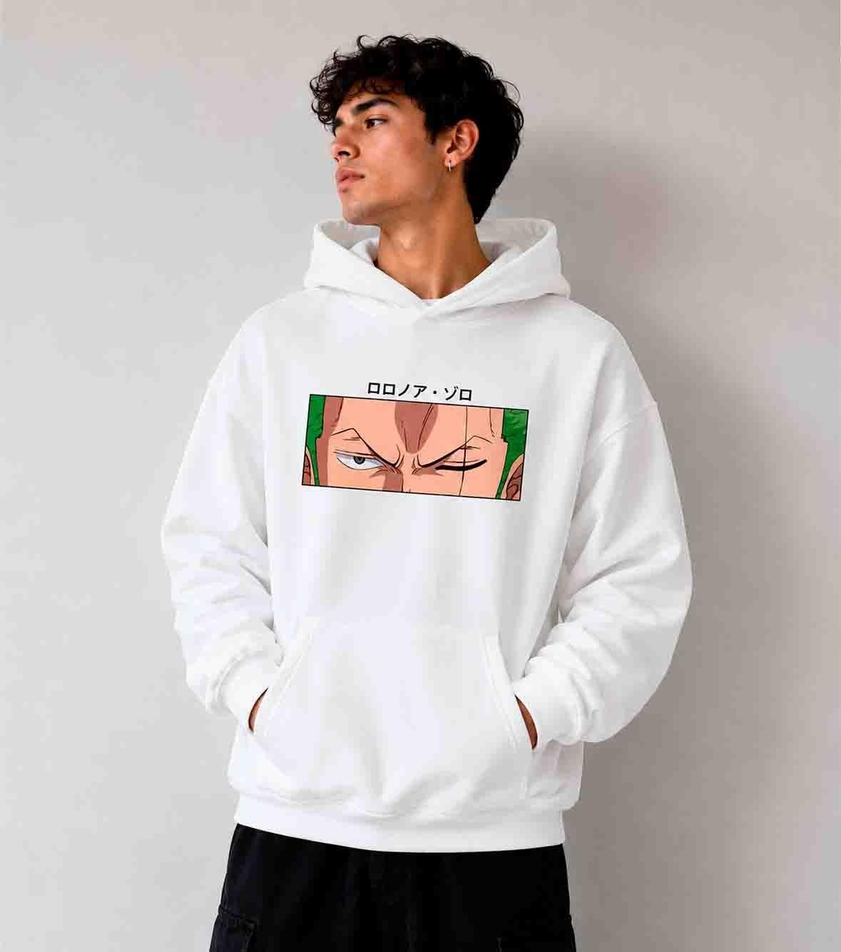 Poleron Roronoa Zoro One Piece blanco-0