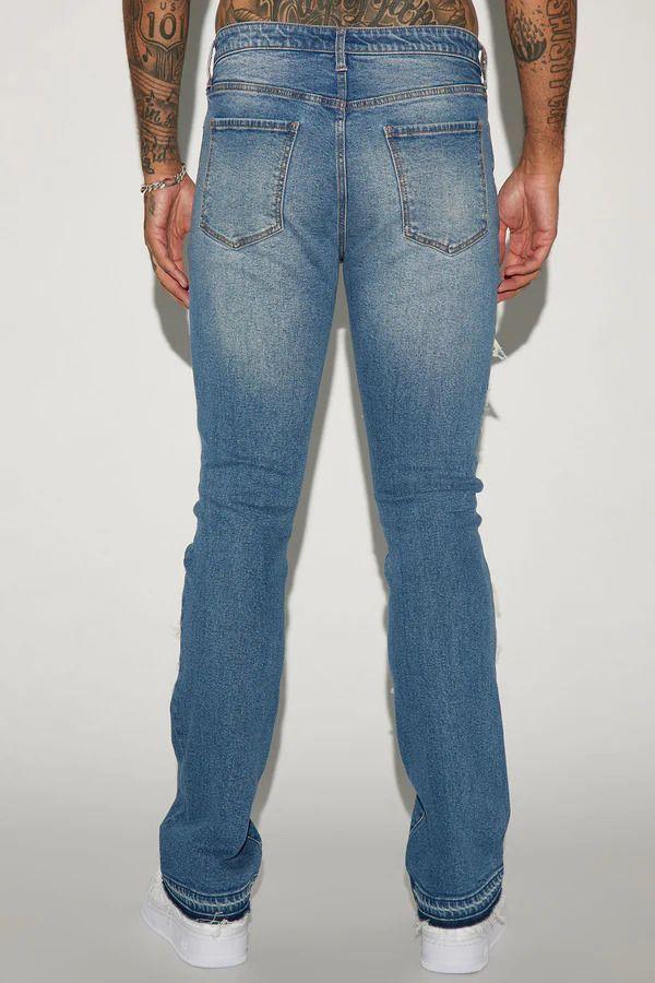 Jeans Fashion Nova Cuff Me Stacked Skinny Flared Medium Wash Talla 34-3