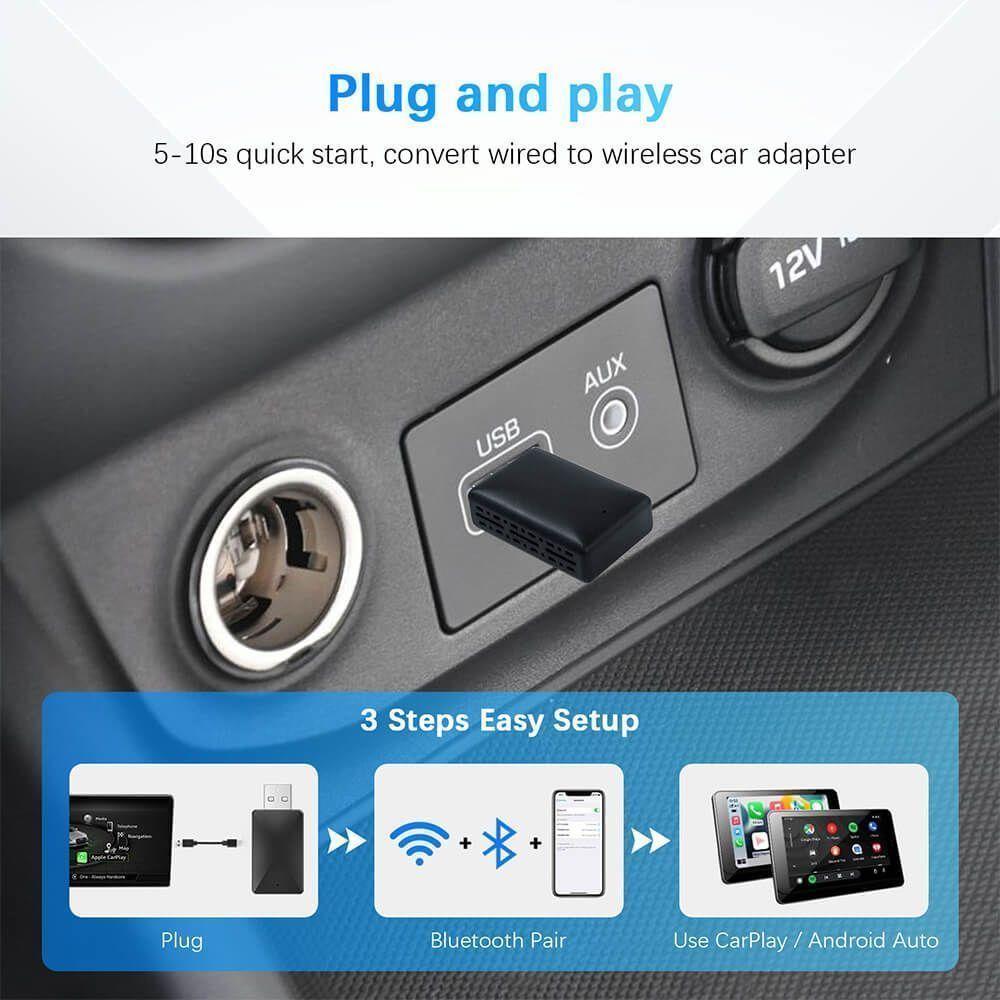 Mini Adaptador Para Car play android Auto Inalambrico Negro-1
