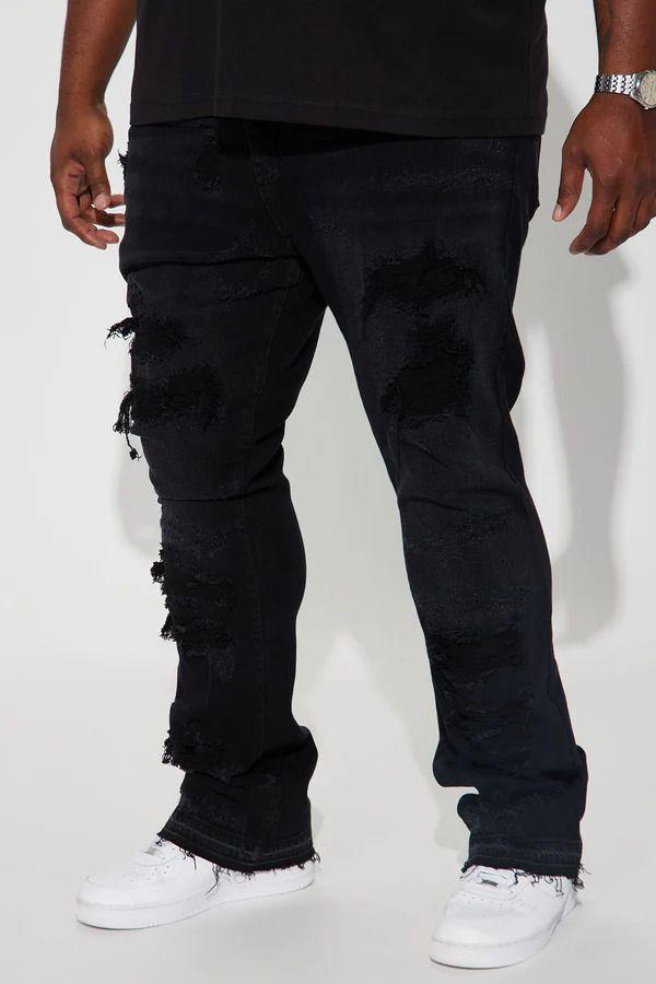 Jeans Fashion Nova Cuff Me Stacked Skinny Flared Black Wash-4