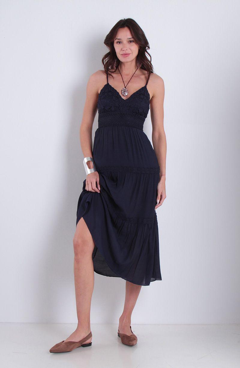 Vestido Sin Manga Con Aplicacion En Busto Escote V-1