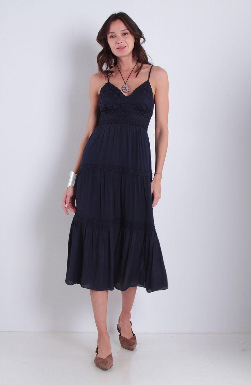 Vestido Sin Manga Con Aplicacion En Busto Escote V-2