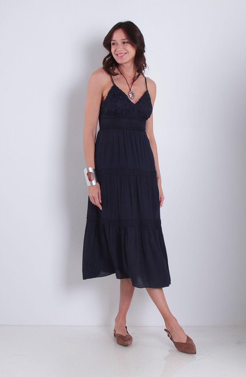Vestido Sin Manga Con Aplicacion En Busto Escote V-3