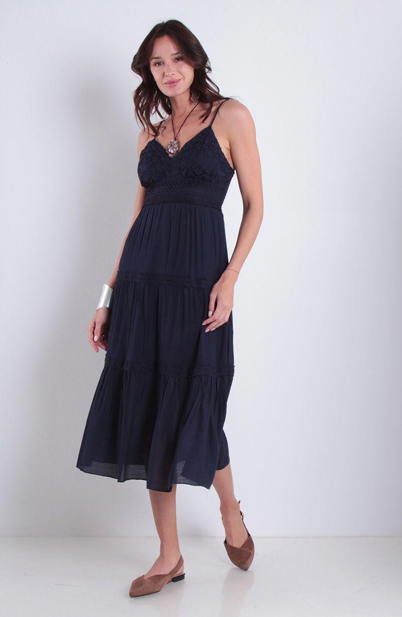 Vestido Sin Manga Con Aplicacion En Busto Escote V-4