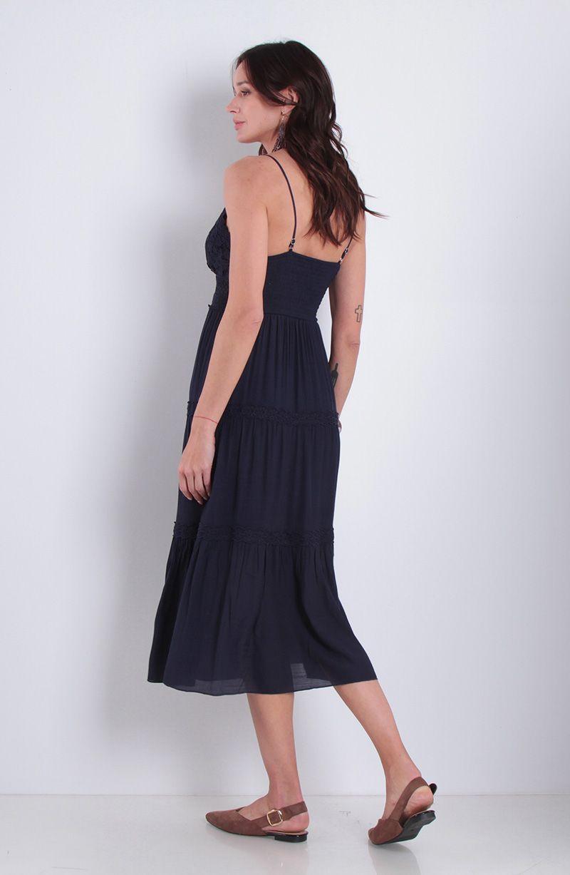 Vestido Sin Manga Con Aplicacion En Busto Escote V-6