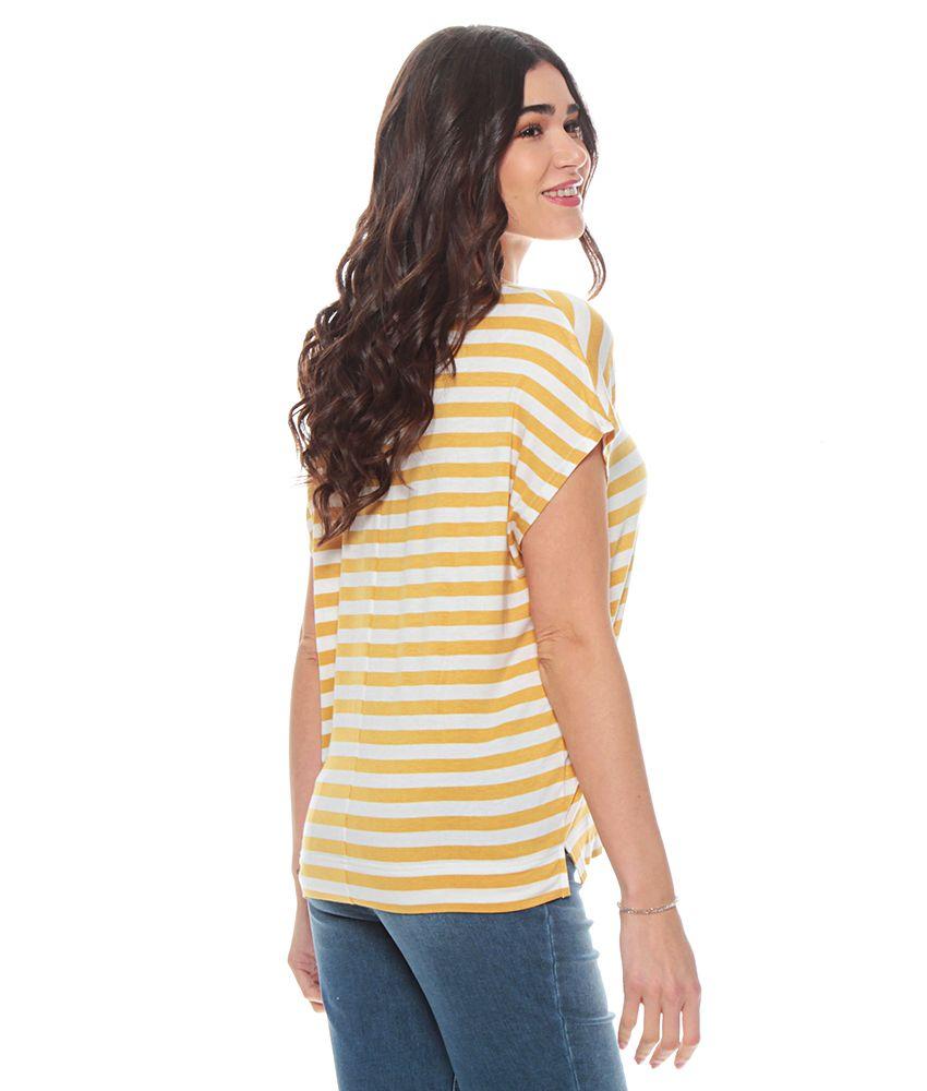 Polera Manga Corta Listada Escote-4