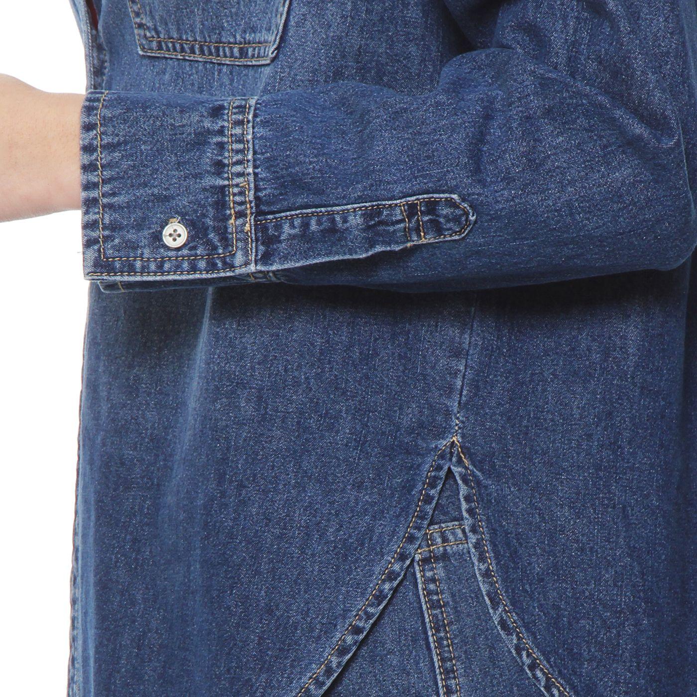 Blusa Denim Manga Larga Abotonada En Delantero  Con Bolsillo-2