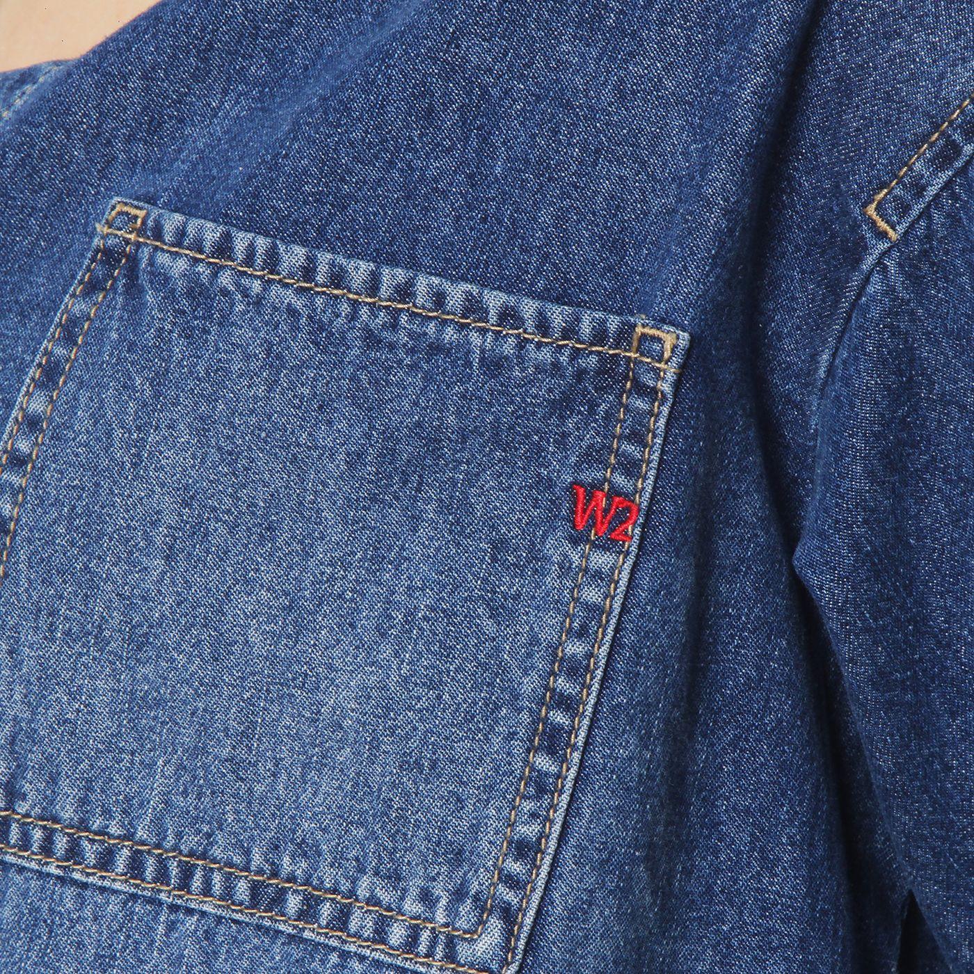 Blusa Denim Manga Larga Abotonada En Delantero  Con Bolsillo-7